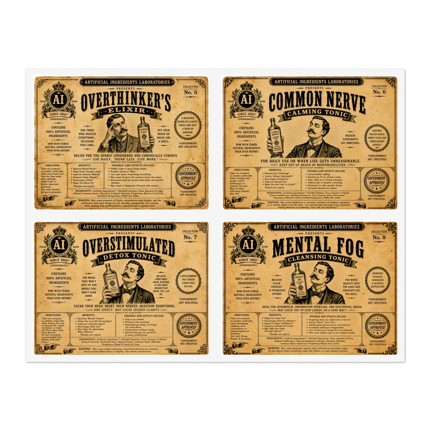 Artificial Ingredients Laboratories™ Collectible Apothecary Labels – Set No. 2: Everyday Survival Remedies