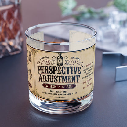 Perspective Adjustment Whiskey Rocks Glass — 10oz Vintage Label