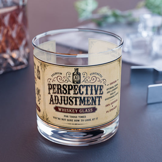Perspective Adjustment Whiskey Rocks Glass — 10oz Vintage Label