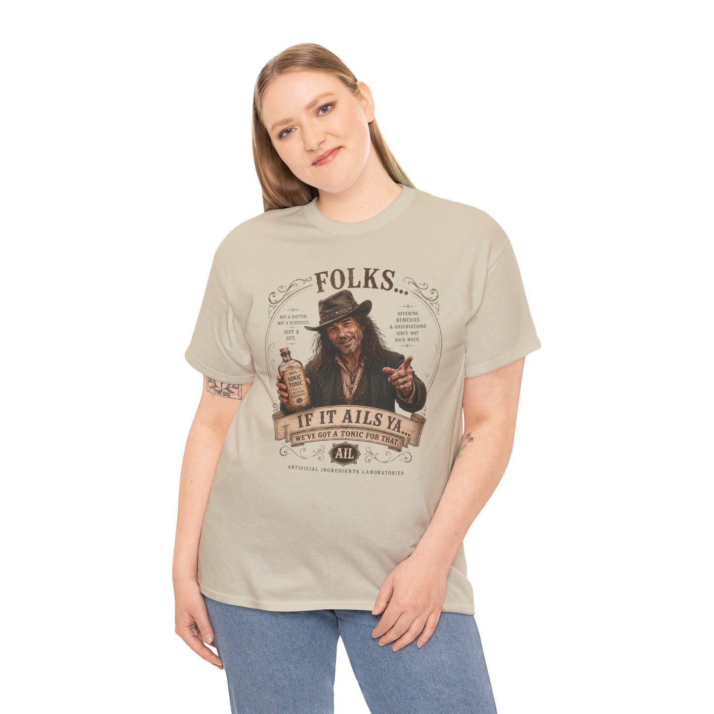 Folks If It Ails Ya T-Shirt | Country Whiskey Vintage Saloon Design