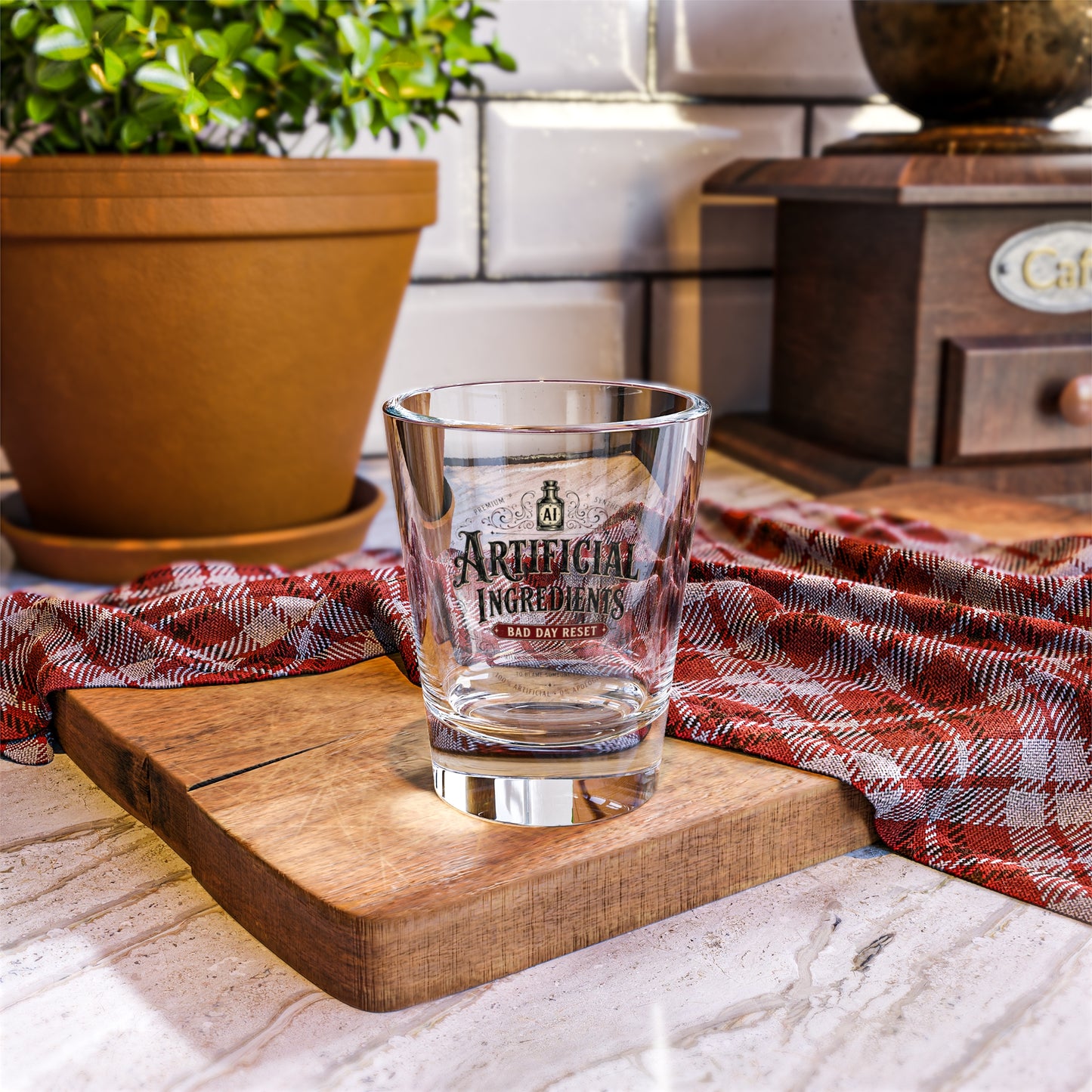 Artificial Ingredients Shot Glass – 'Bad Day Reset' 1.5oz Novelty Shooter Glass