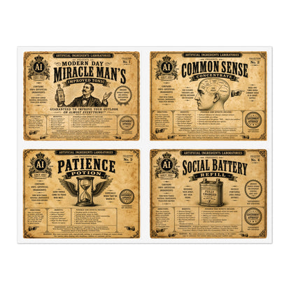 Artificial Ingredients Laboratories™ Collectible Apothecary Labels – Set No. 1 (4 Labels)