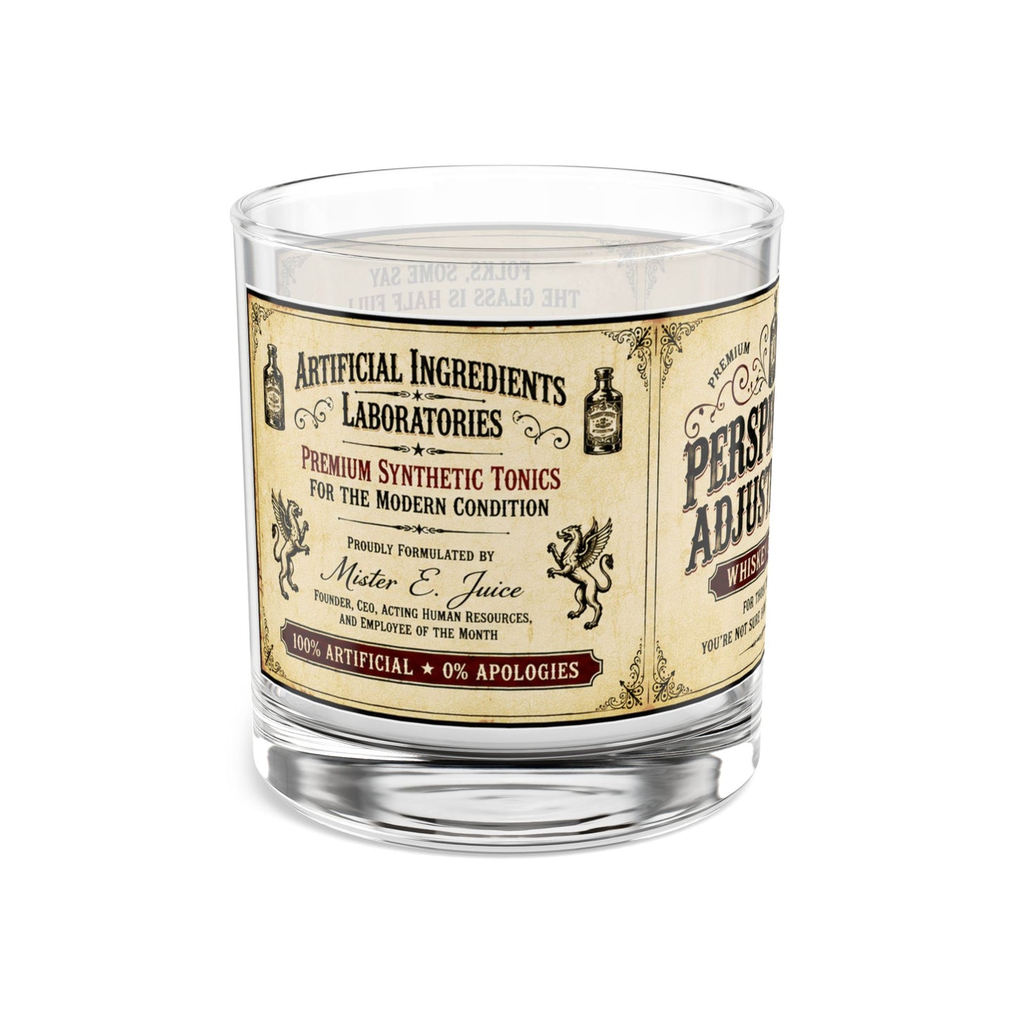 Perspective Adjustment Whiskey Rocks Glass — 10oz Vintage Label