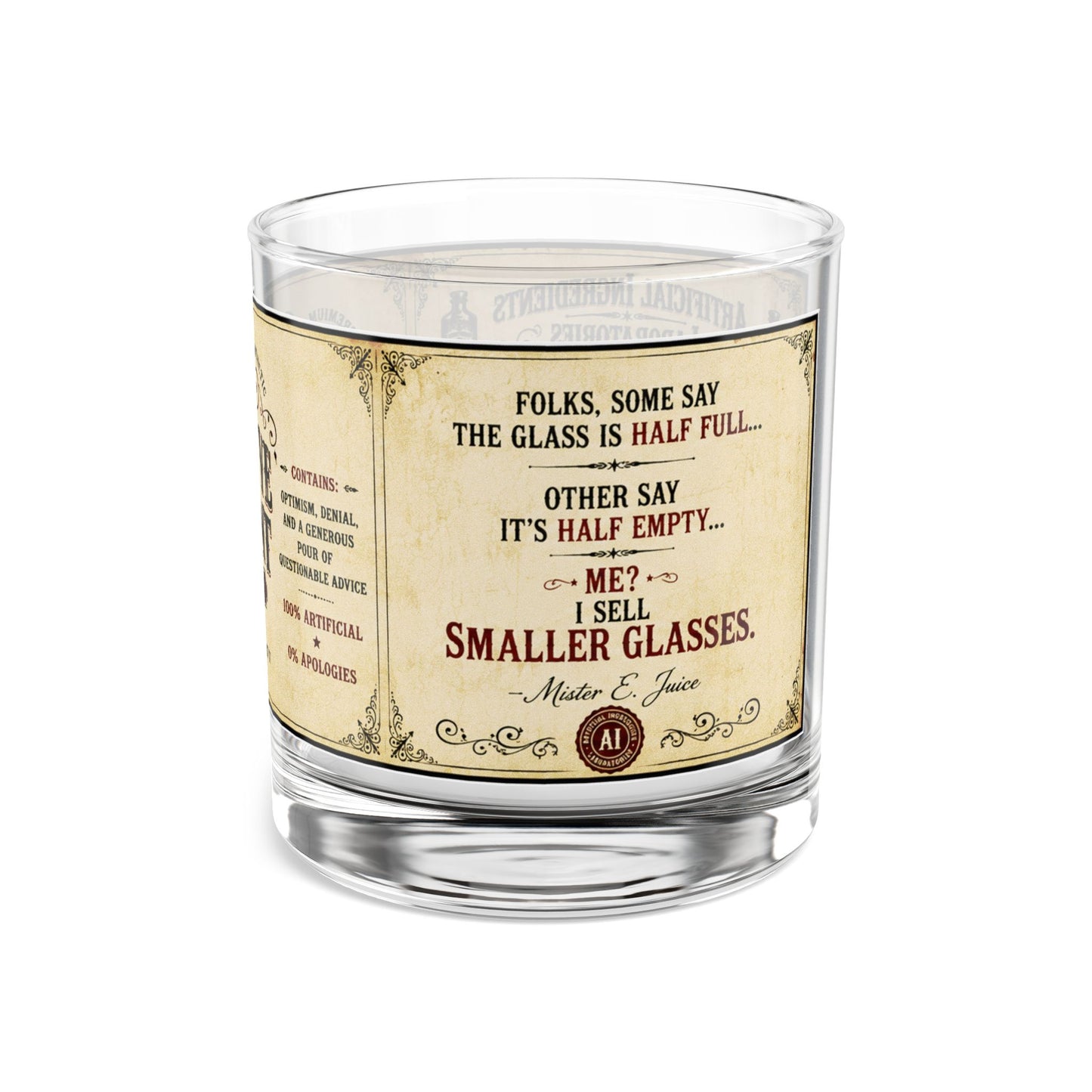 Perspective Adjustment Whiskey Rocks Glass — 10oz Vintage Label